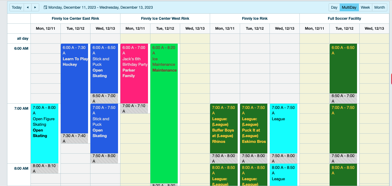 FinnlySport Scheduling Grid